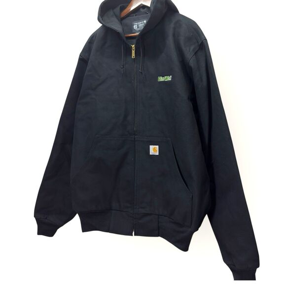 Carhartt Loose Fit Jacket Black Mens L Tall Firm Duck Thermal Lined OJ0131-M - Picture 2 of 11